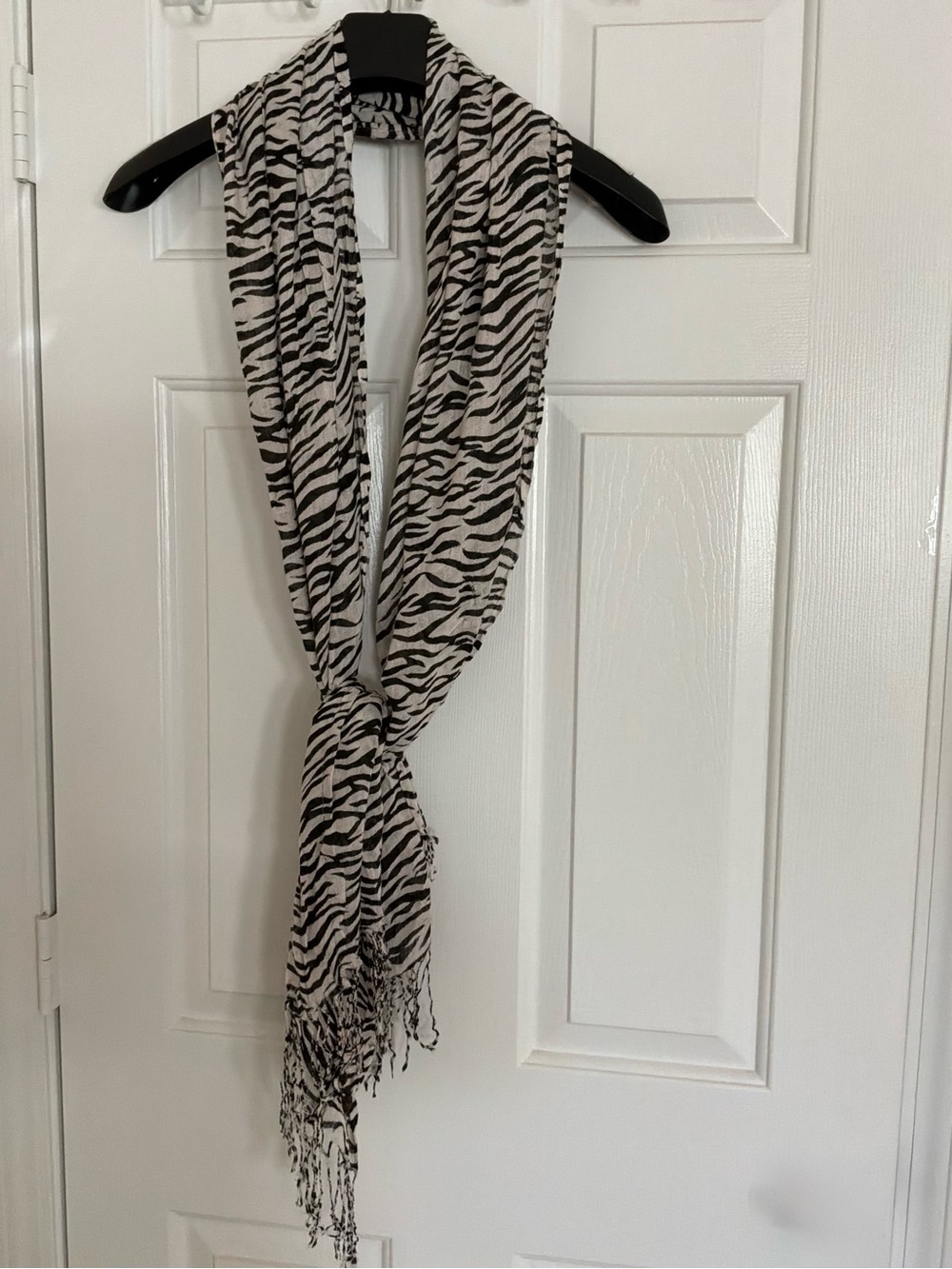Black and White Zebra Print Scarf - Women Accessories